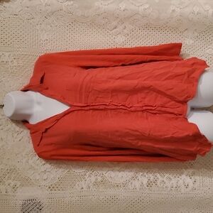 4/$20 Joseph A orange asymmetrical Long-sleeved button down top